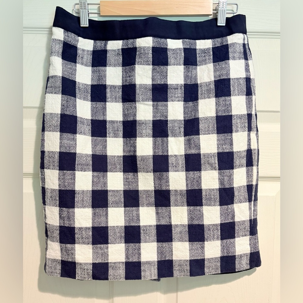 J. Crew Navy and White Plaid Mini Skirt